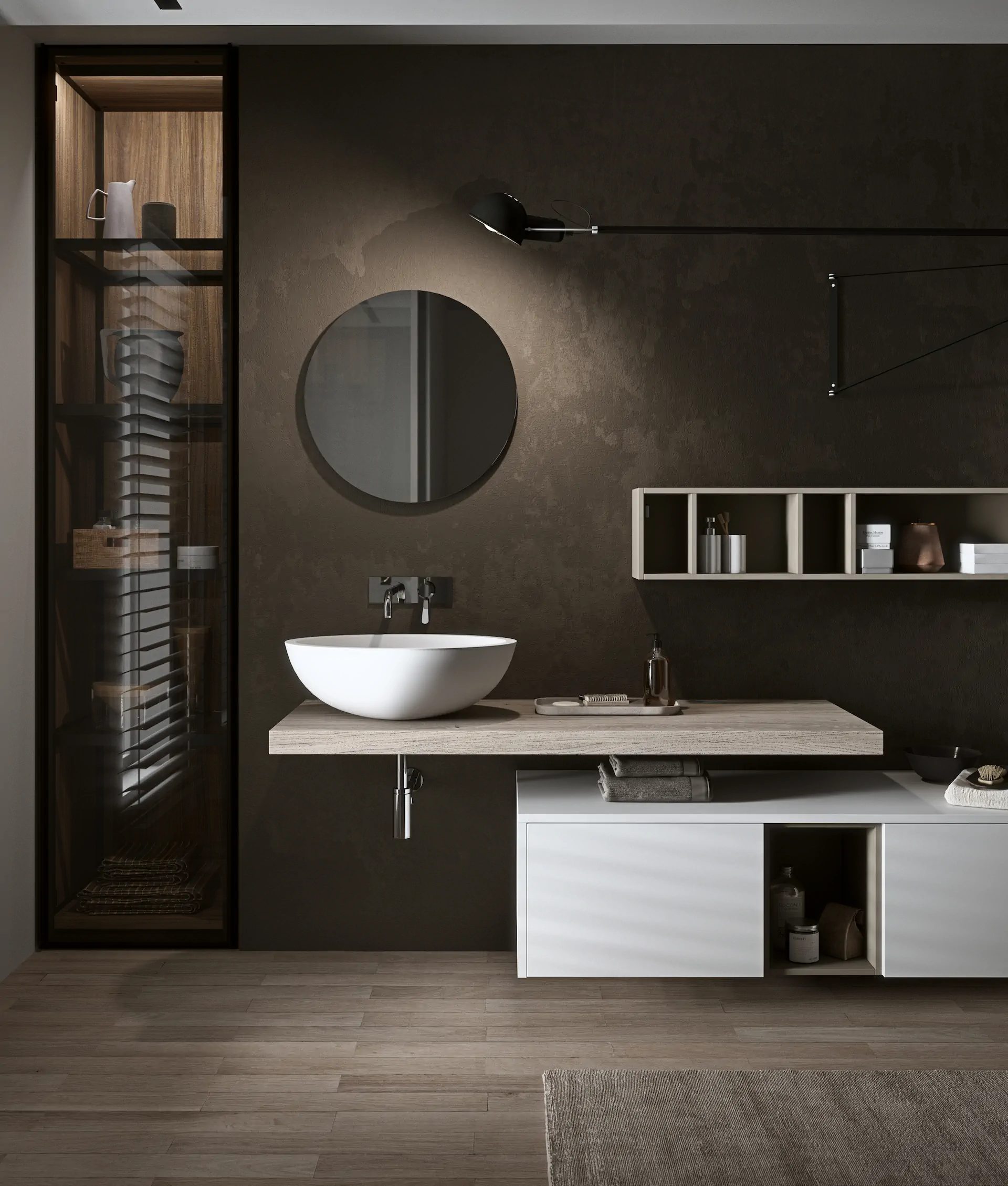 ARAN bathroom vanity and cabinetry with coordinated materials