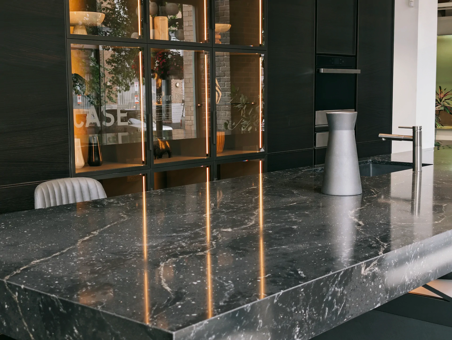 KI Atelier showroom display with cabinetry, surfaces, and material details in Vancouver